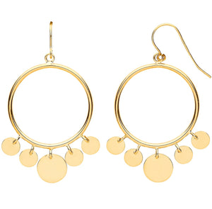 Round Tube with Circle Disc Dangles, Hook Style Earrings